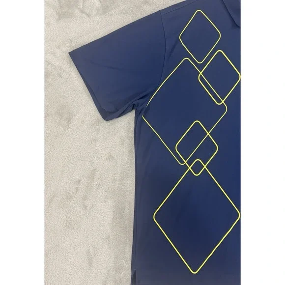 Nike Golf Polo Mens XXL Local Golf Club Embroidered Patch Geometric Dri Fit Blue - Picture 8 of 14